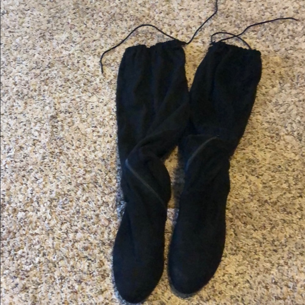 Thigh high boots. Wide calf